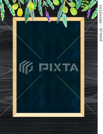 黒板とボタニカルのフレーム 黒板とボタニカルのフレーム 96049593