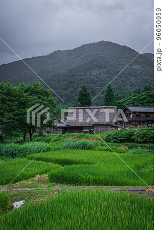 曇天の白川郷の風景 曇天の白川郷の風景 96050959
