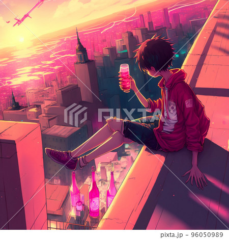 屋上で物思いにふける少年 屋上で物思いにふける少年 96050989