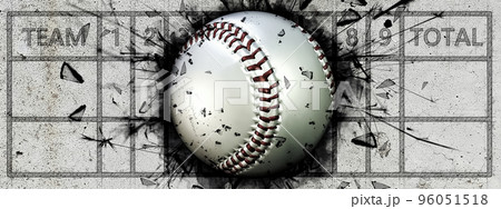 スコアボードにめり込んだ野球ボールの3dイラストレーション 96051518
