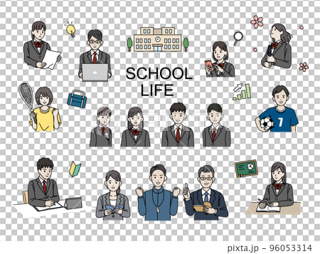 スクールライフ　生徒と教師　学生生活のイラスト 96053314
