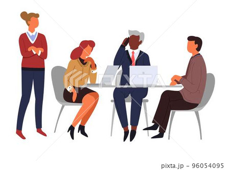 Job interview employment man and women table and chairs Job interview employment man and women table and chairs 96054095