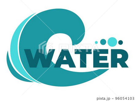 Water splashes and text samples logos and emblems set vector isolated 96054103