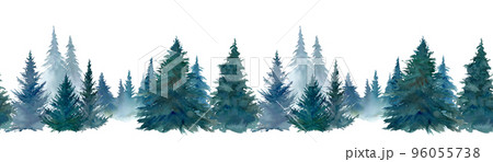 風景画 油絵 肉質 針葉樹林 森林 190435683-green-coniferous-