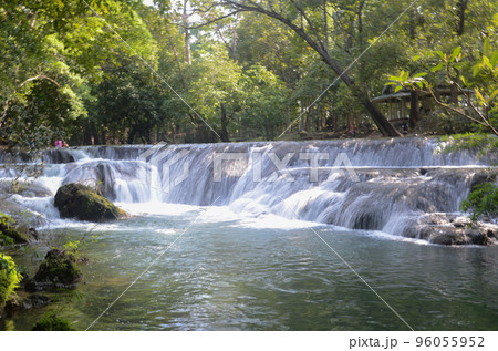 Beautiful landscape. View of Muak Lek Waterfall in muak lek arboretum at Saraburi province. Thailand Beautiful landscape. View of Muak Lek Waterfall in muak lek arboretum at Saraburi province. Thailand 96055952