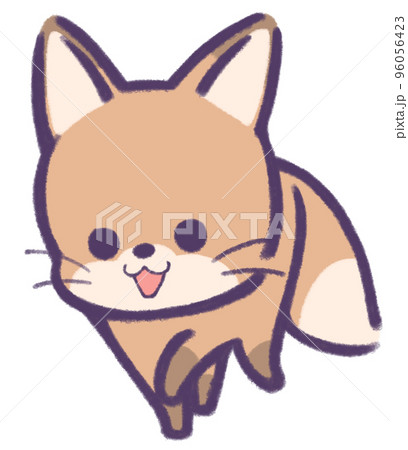 笑顔で走るきつねのイラスト素材