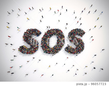 3D Rendering of people sos concept. 3D Rendering 96057723