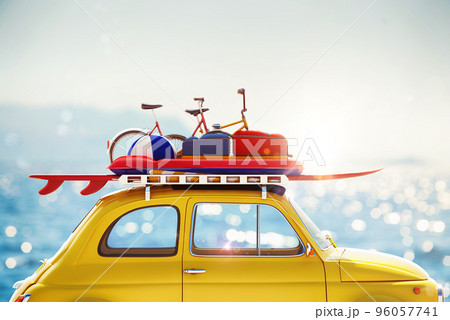 3D rendering of holiday on the road 96057741
