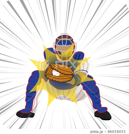 捕球するキャッチャーのイラスト 96058055