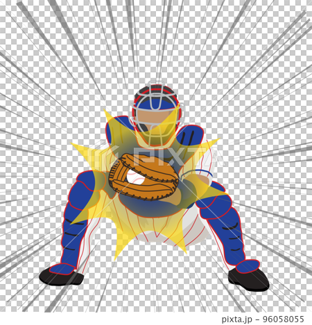捕球するキャッチャーのイラスト 96058055