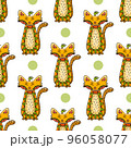 Seamless pattern with cute cartoon doodle cat 96058077