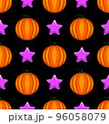 seamless pattern with cartoon vector pumpkin and star 96058079