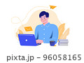 笑顔でメールを送信する日本人男性 96058165
