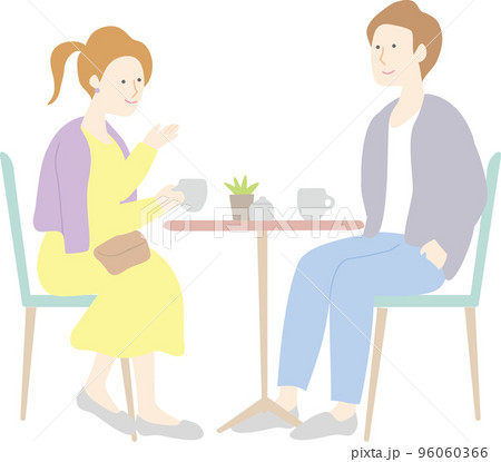 カフェのカップル　カラー 96060366