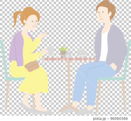 カフェのカップル　カラー 96060366