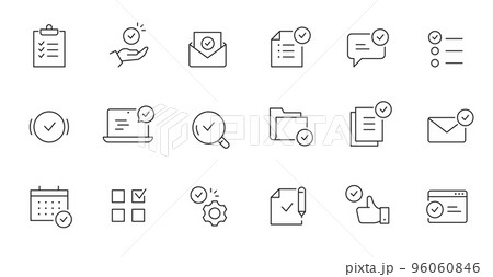 Document check, quality control line icon. Quality certificate, business quarantee mark outline editable stroke icon. Approve, confirm Document check, quality control line icon. Quality certificate, business quarantee mark outline editable stroke icon. Approve, confirm 96060846
