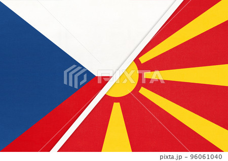 Czech Republic and North Macedonia, symbol of country. Czechia vs Macedonian national flags. Czech Republic and North Macedonia, symbol of country. Czechia vs Macedonian national flags. 96061040