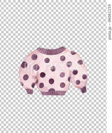 Flat watercolor cartoon illustration of a cozy warm sweater. Women's knitted warm clothes Flat watercolor cartoon illustration of a cozy warm sweater. Women's knitted warm clothes 96061159