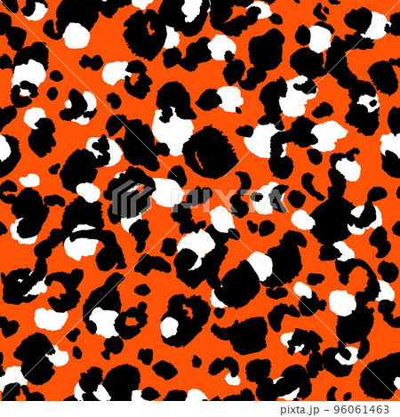Abstract modern leopard seamless pattern. Animals trendy background. Orange and black decorative vector stock illustration for print, card, postcard, fabric, textile. Modern ornament of stylized skin 96061463