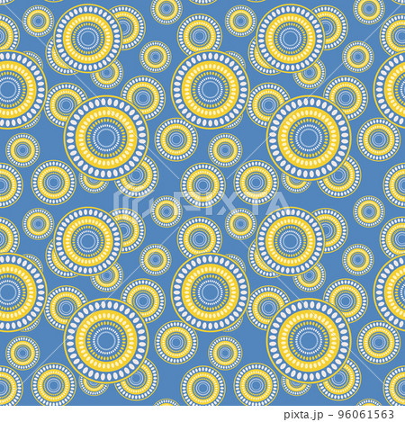 Seamless pattern with geometric aboriginal ornament. Ethnic tribal rounded color background. Afican, australian motiph. Dots painting. Vector illustration, template design for cloth, card, fabric Seamless pattern with geometric aboriginal ornament. Ethnic tribal rounded color background. Afican, australian motiph. Dots painting. Vector illustration, template design for cloth, card, fabric 96061563