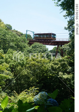 神応寺の渓谷を通るケーブルカー 96061580