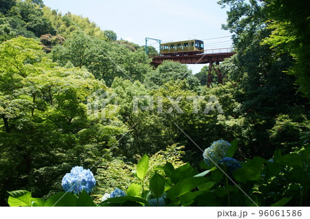 神応寺の渓谷を通るケーブルカー 神応寺の渓谷を通るケーブルカー 96061586