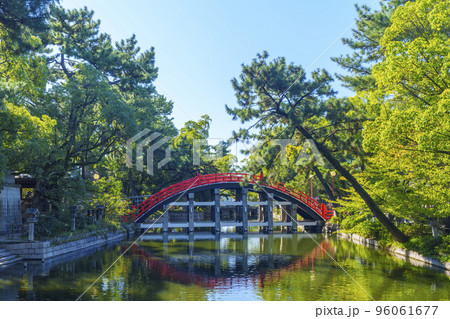住吉大社の赤い反橋(太鼓橋)--大阪府大阪市住吉区-- 住吉大社の赤い反橋(太鼓橋)--大阪府大阪市住吉区-- 96061677