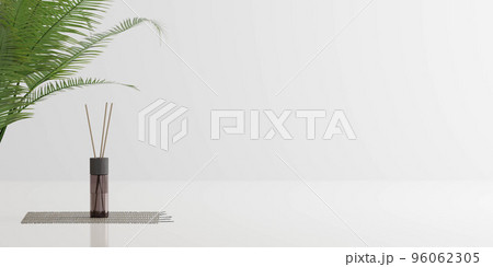 white empty blank background with plants and scent candle 3d render illustration white empty blank background with plants and scent candle 3d render illustration 96062305