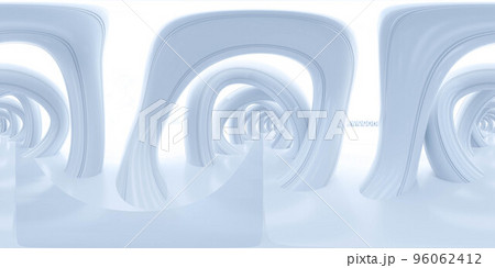 abstract white futuristic environment with archways 3d render illustration 96062412