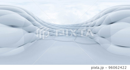 360 degree full panorama environment map of bright white metallic walls abstract environment with sky 3d render illustration hdri hdr vr virtual reality 96062422