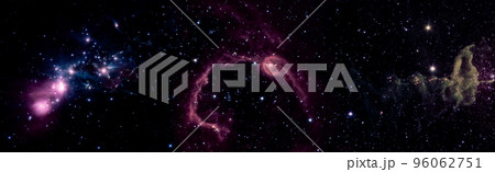 Colorful Starry Night Sky Outer Space background . Space scene with planets, stars and galaxies. Panorama. Horizontal view for a glass panels , Elements of this Image Furnished by NASA 96062751