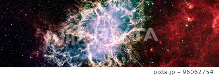 Colorful Starry Night Sky Outer Space background . Space scene with planets, stars and galaxies. Panorama. Horizontal view for a glass panels , Elements of this Image Furnished by NASA 96062754