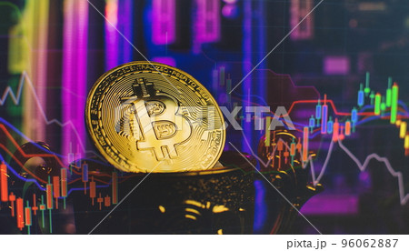 Cryptocurrency concept , Golden bitcoin on winners cup background mainboard , The future of money. Computational equipment. Cryptocurrency concept , Golden bitcoin on winners cup background mainboard , The future of money. Computational equipment. 96062887