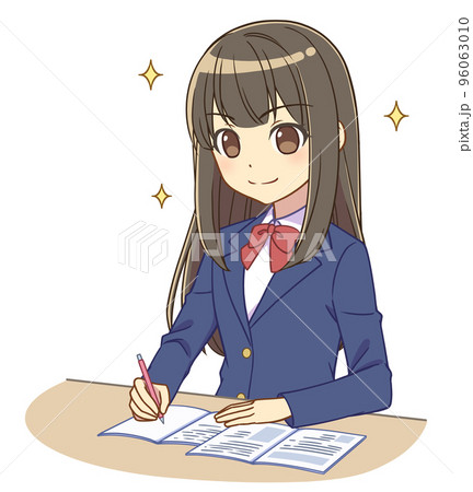 勉強するブレザーの女の子　集中 96063010
