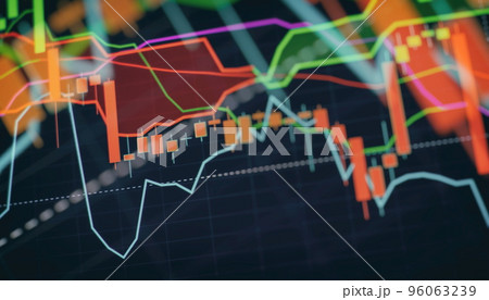 indicators including volume analysis for professional technical analysis on the monitor of a computer. Fundamental and technical analysis concept. indicators including volume analysis for professional technical analysis on the monitor of a computer. Fundamental and technical analysis concept. 96063239