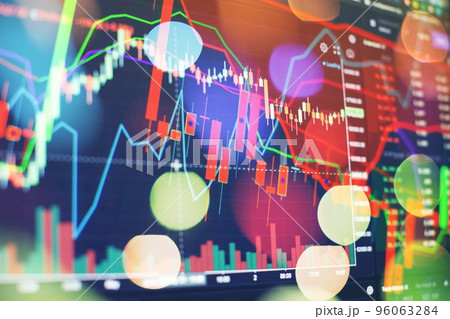 graph chart of stock market investment trading. The Forex graph chart on the digital screen. 96063284