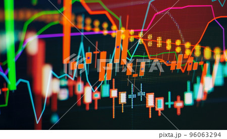graph chart of stock market investment trading. The Forex graph chart on the digital screen. 96063294