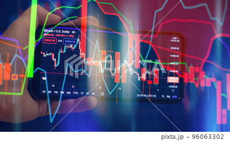 graph chart of stock market investment trading. The Forex graph chart on the digital screen. 96063302