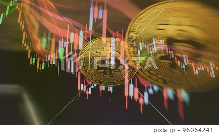 Bitcoins and New Virtual money concept , trading graph and candlestick chart suitable for financial investment concept. Bitcoins and New Virtual money concept , trading graph and candlestick chart suitable for financial investment concept. 96064241