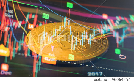 Bitcoins and New Virtual money concept , trading graph and candlestick chart suitable for financial investment concept. Bitcoins and New Virtual money concept , trading graph and candlestick chart suitable for financial investment concept. 96064254