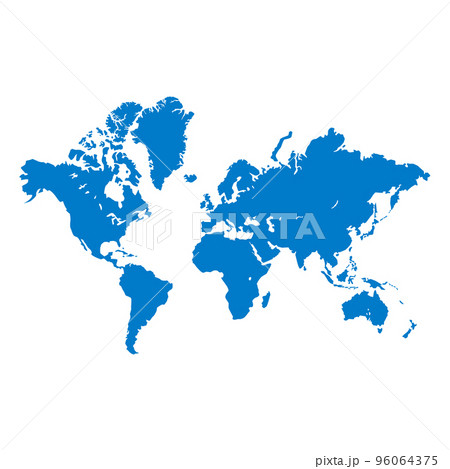 Detailed world map in blue isolated on a white background. All parts of the world with a detailed edge. Vector EPS10. 96064375