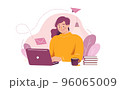 笑顔でメールを送信する日本人女性 96065009