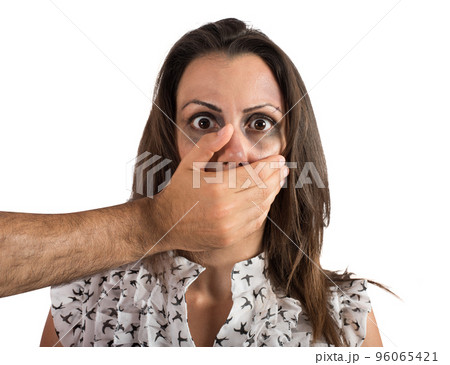 Woman terrified by the violence 96065421