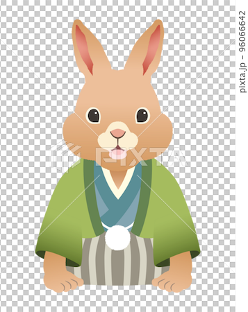 2023 Year of the Rabbit Rabbit boy in haori and hakama greeting 96066642
