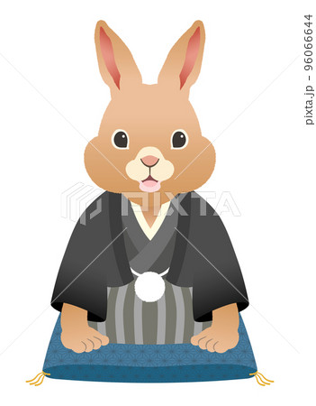 2023年 卯年 挨拶する羽織袴のかわいいうさぎ【座布団】 2023年 卯年 挨拶する羽織袴のかわいいうさぎ【座布団】 96066644