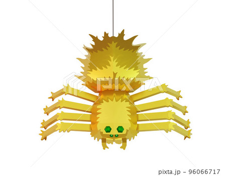 Golden scary spider, polygonal metal insect isolated on white, 3d rendered 96066717
