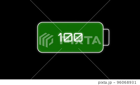 Electric car charging Indicating the progress of the charging, electric vehicle battery indicator showing an increasing battery charge. The battery indicator shows it fills up to 100. 96068931
