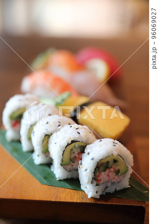 Maki rolls sushi japanese food Maki rolls sushi japanese food 96069027