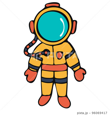 Hand Drawn Galaxy Astronaut Isolated on White Background. 96069417