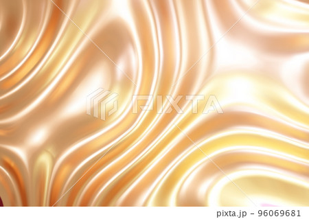 Light gold liquid molten metal abstract wavy background with reflects 96069681